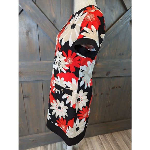 Tommy Hilfiger Dress Women's Size 4 Red Black Floral Pockets A Line Mini - Picture 4 of 13